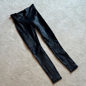 SPANX Black leather moto leggings